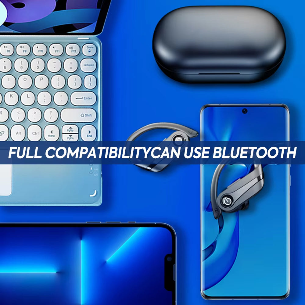 Wireless Ear Hook Earbuds — IPX7, Bluetooth 5.3, 200-Hour Battery