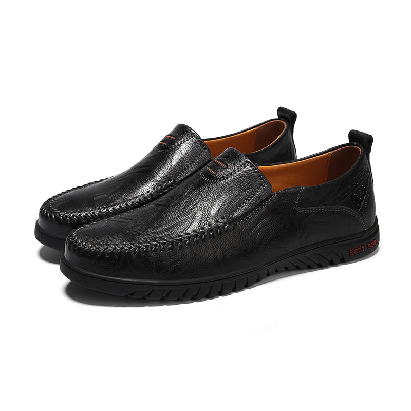 Men's Black Leather Oxfords – Waterproof Non-Slip Casual Dress Shoes