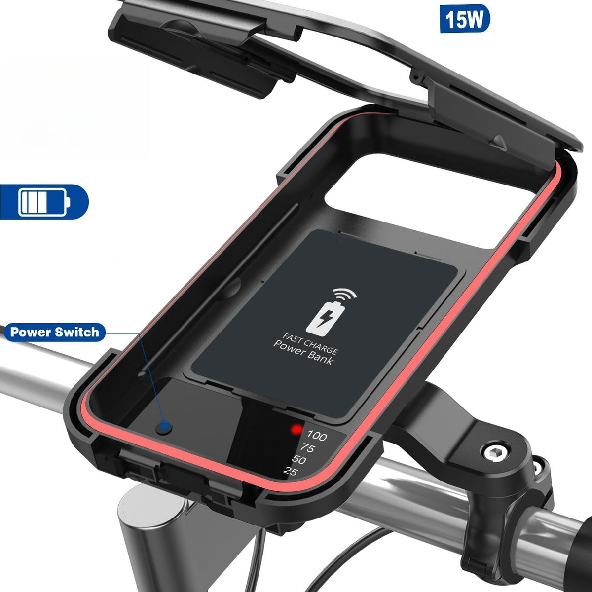 15W Powerbank Waterproof Holder for Bicycle Handlebar | Euroselle