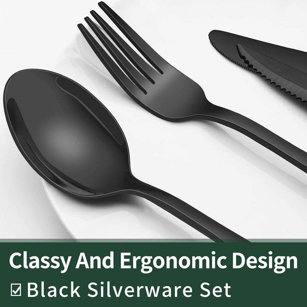 24-Piece Cutlery Set | Stainless Steel | Black Design | Euroselle