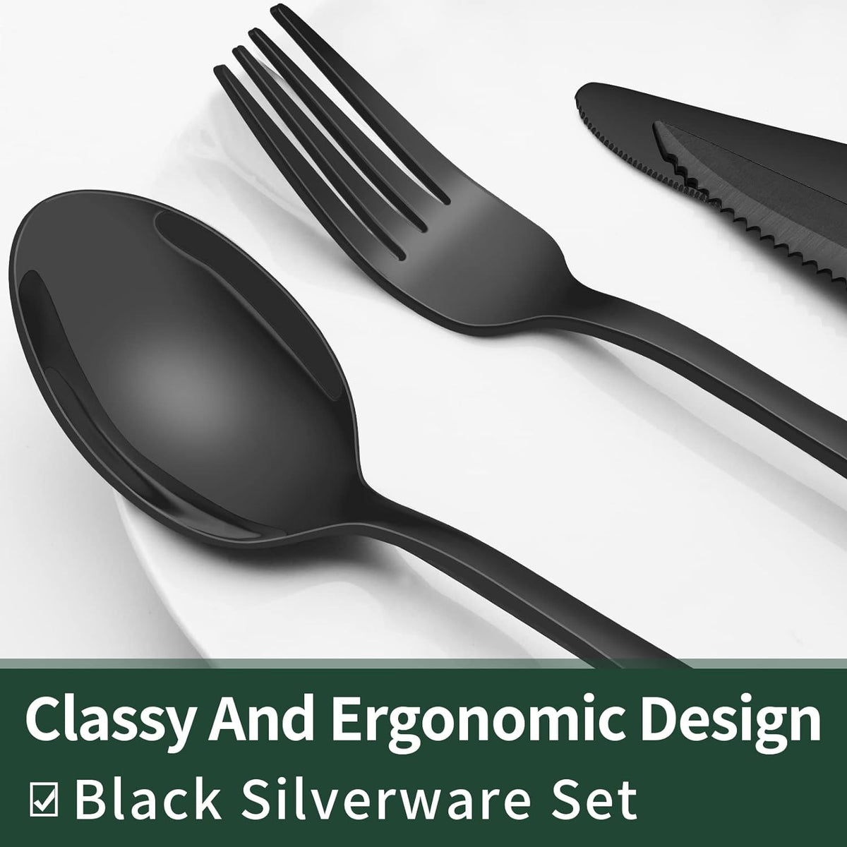 24-Piece Cutlery Set | Stainless Steel | Black Design | Euroselle