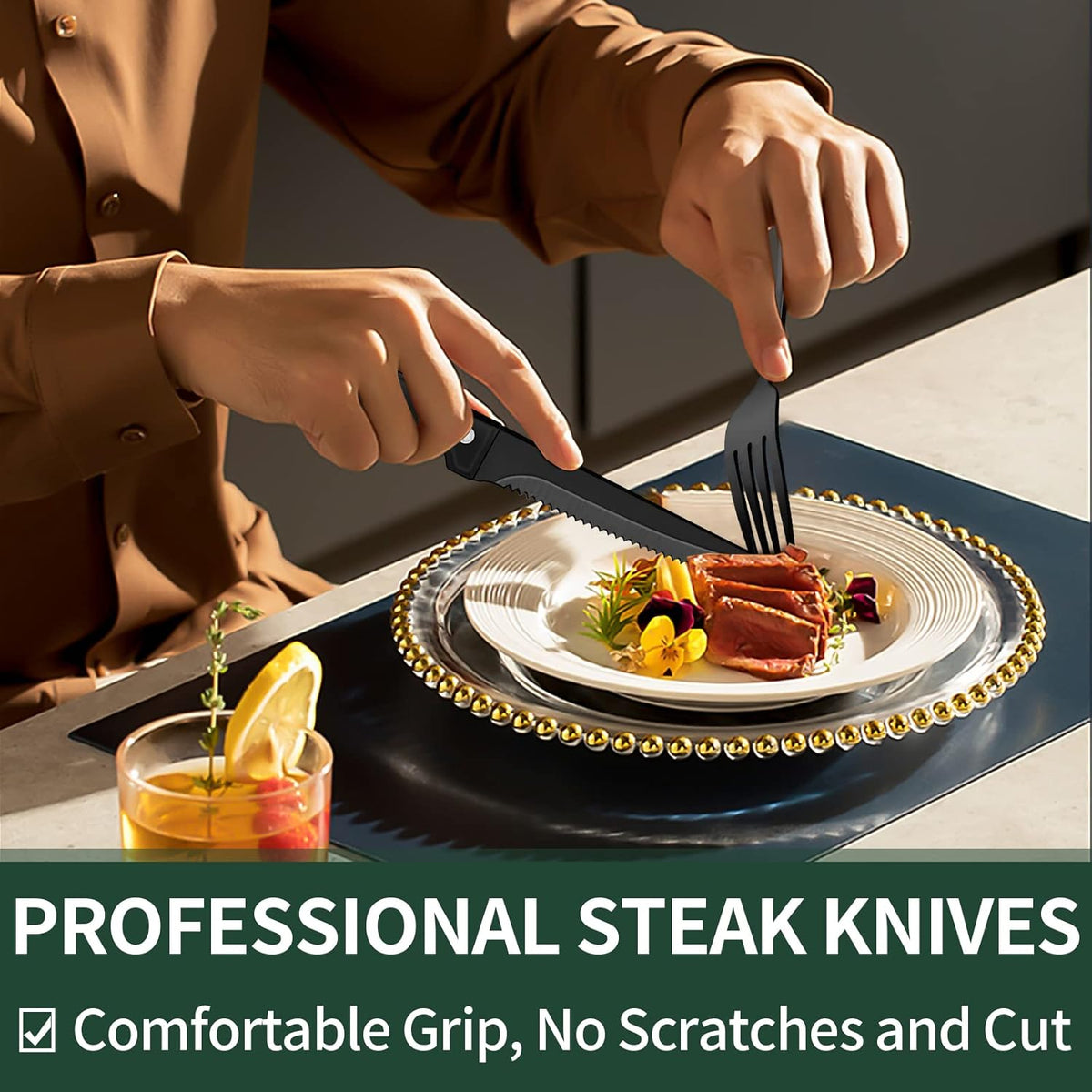24-Piece Cutlery Set | Stainless Steel | Black Design | Euroselle