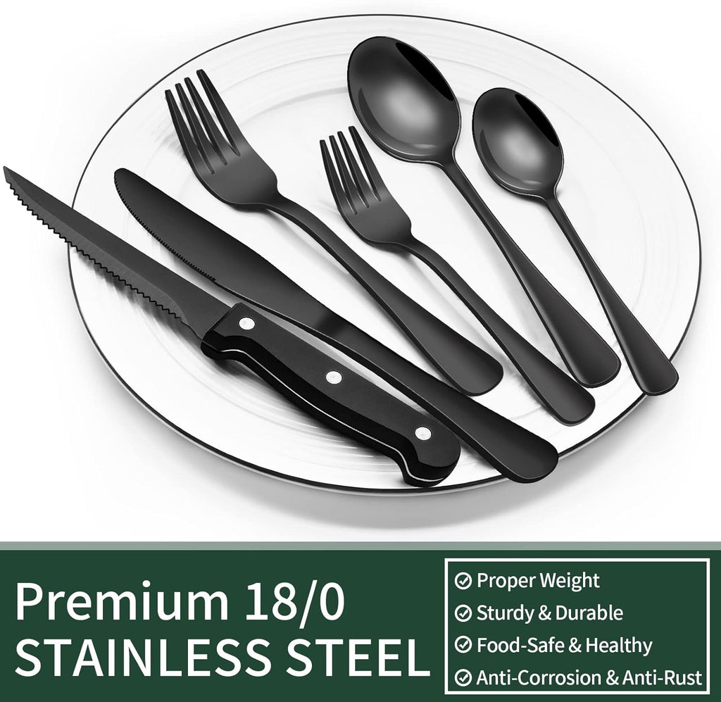 24-Piece Cutlery Set | Stainless Steel | Black Design | Euroselle