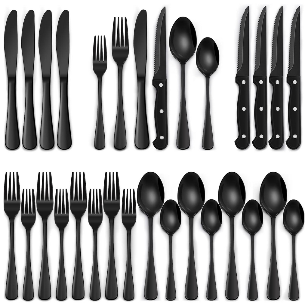 24-Piece Cutlery Set | Stainless Steel | Black Design | Euroselle