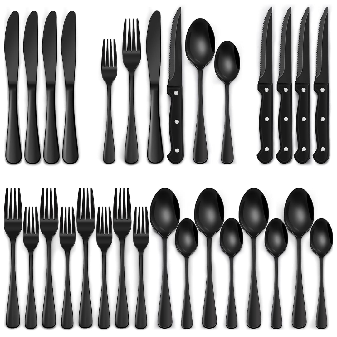 24-Piece Cutlery Set | Stainless Steel | Black Design | Euroselle