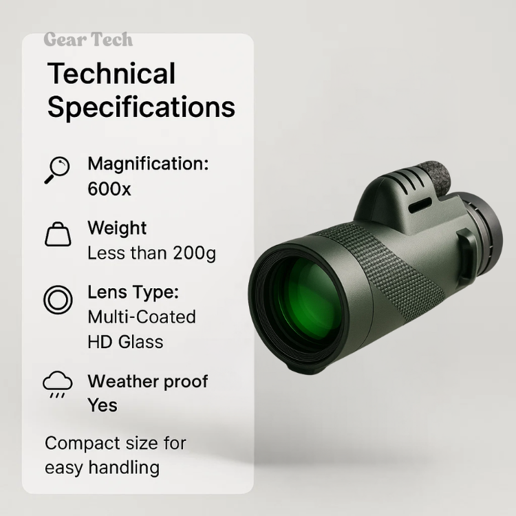 600× Pocket Monocular Telescope — Multi-Coated HD Optics