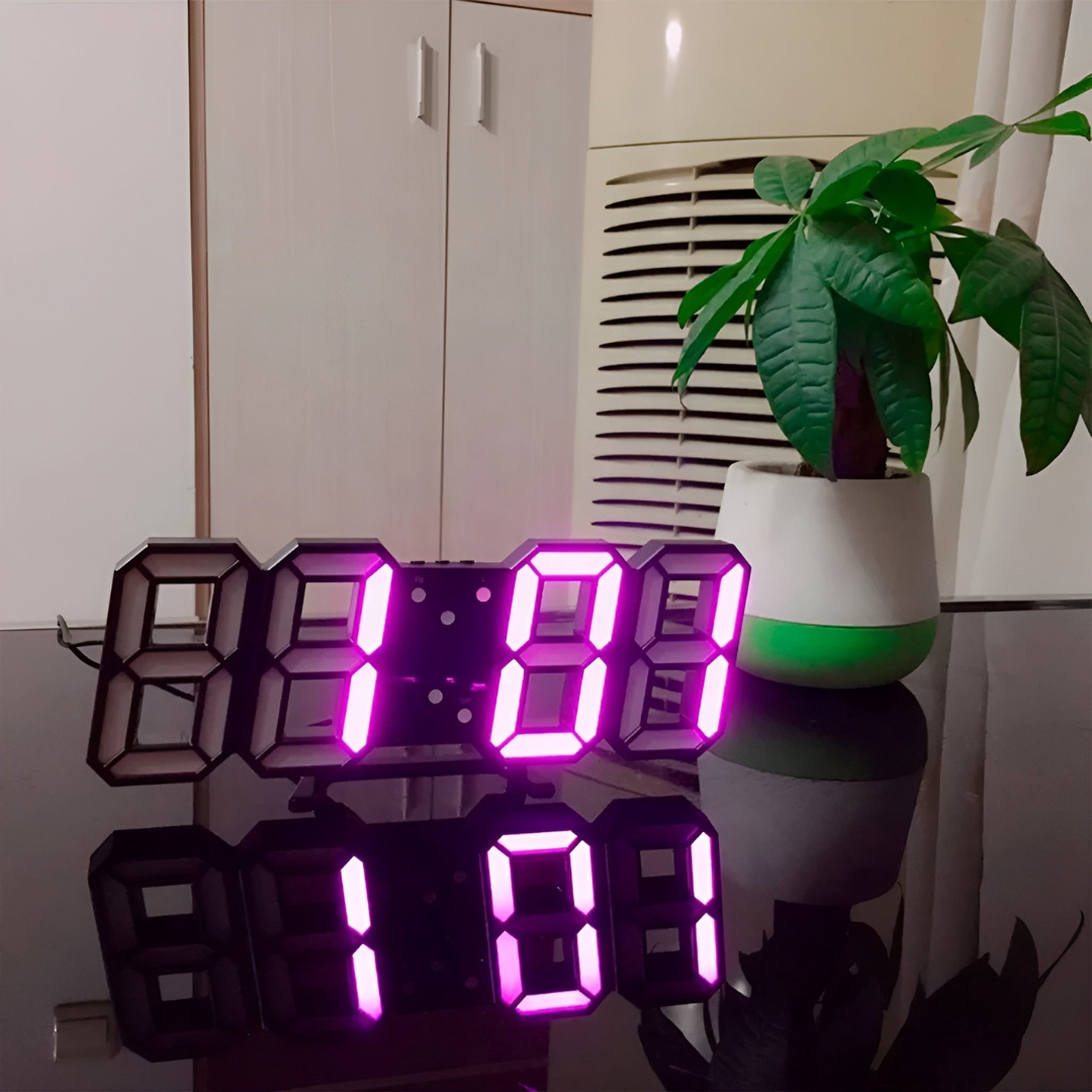 Modern 3D LED-falióra digitális idő kijelzővel | Euroselle