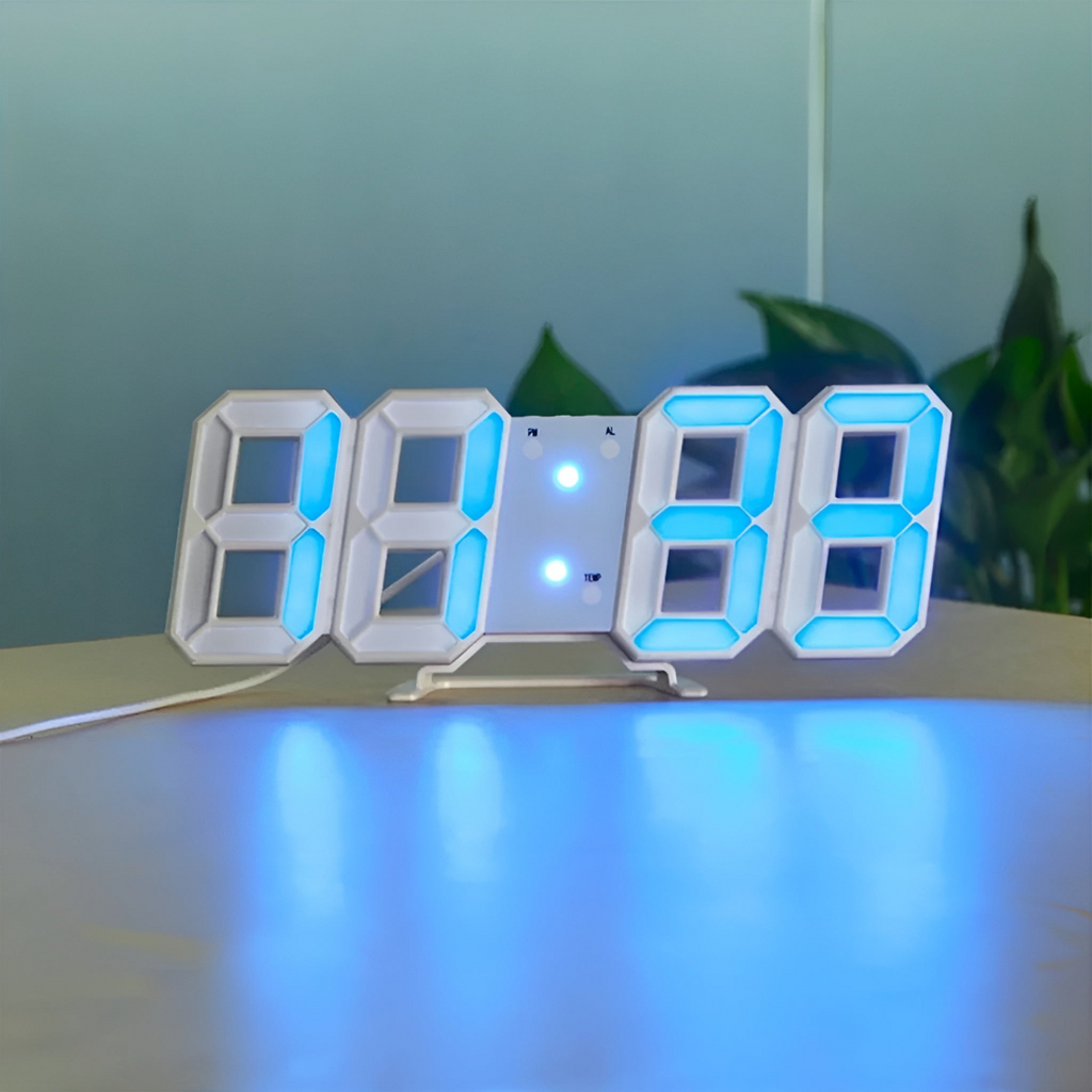 Modern 3D LED-falióra digitális idő kijelzővel | Euroselle