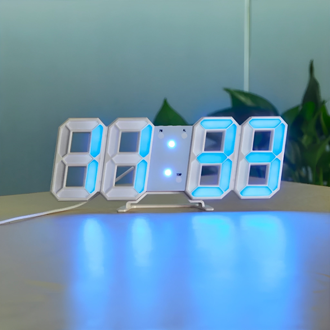 Modern 3D LED-falióra digitális idő kijelzővel | Euroselle