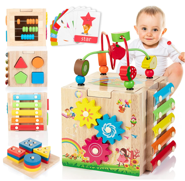 Montessori didaktická kostka – 8 vzdělávacích her pro batolata od 18 měsíců | Euroselle