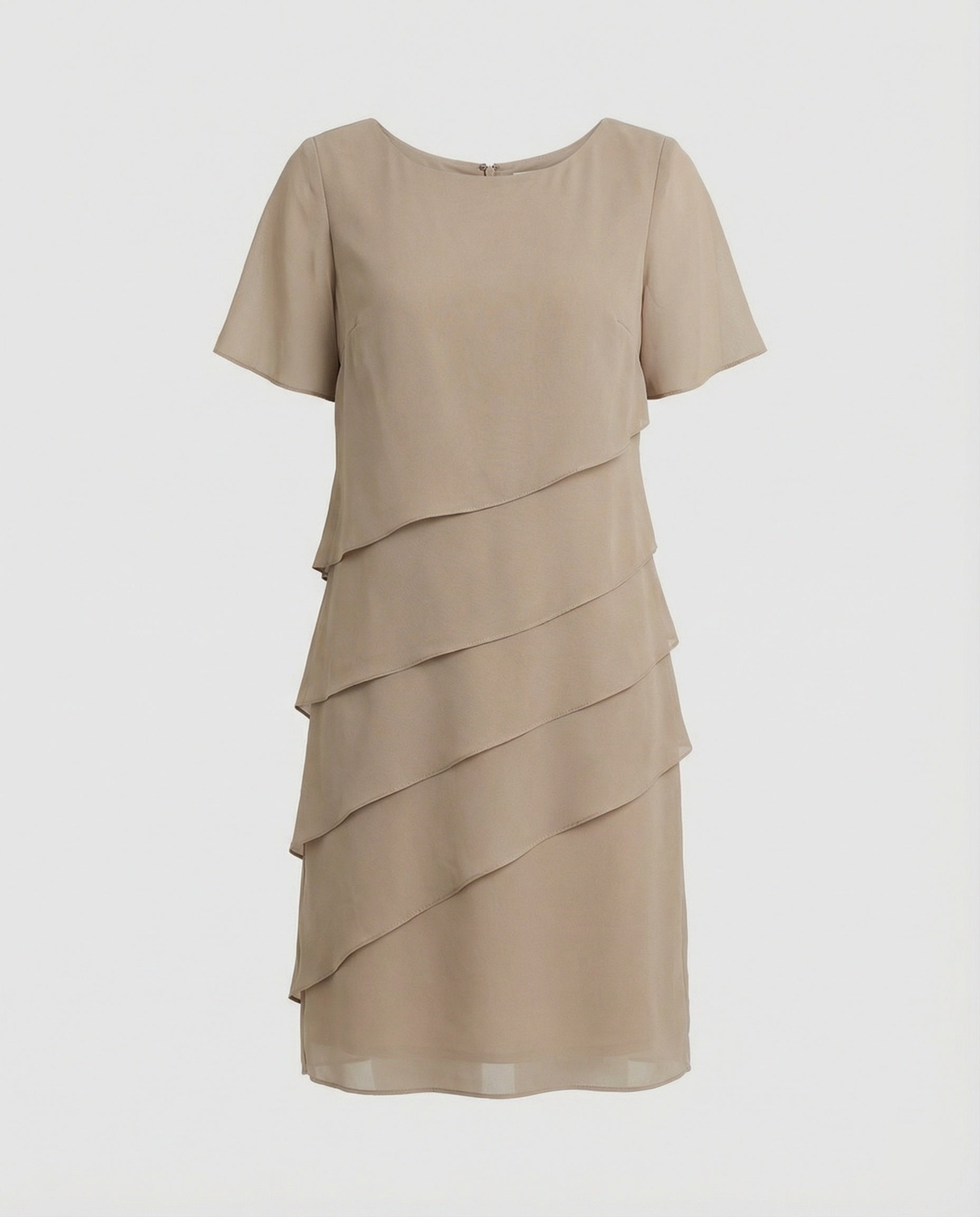 Vestido midi de chiffon em camadas Euroselle para um guarda-roupa moderno