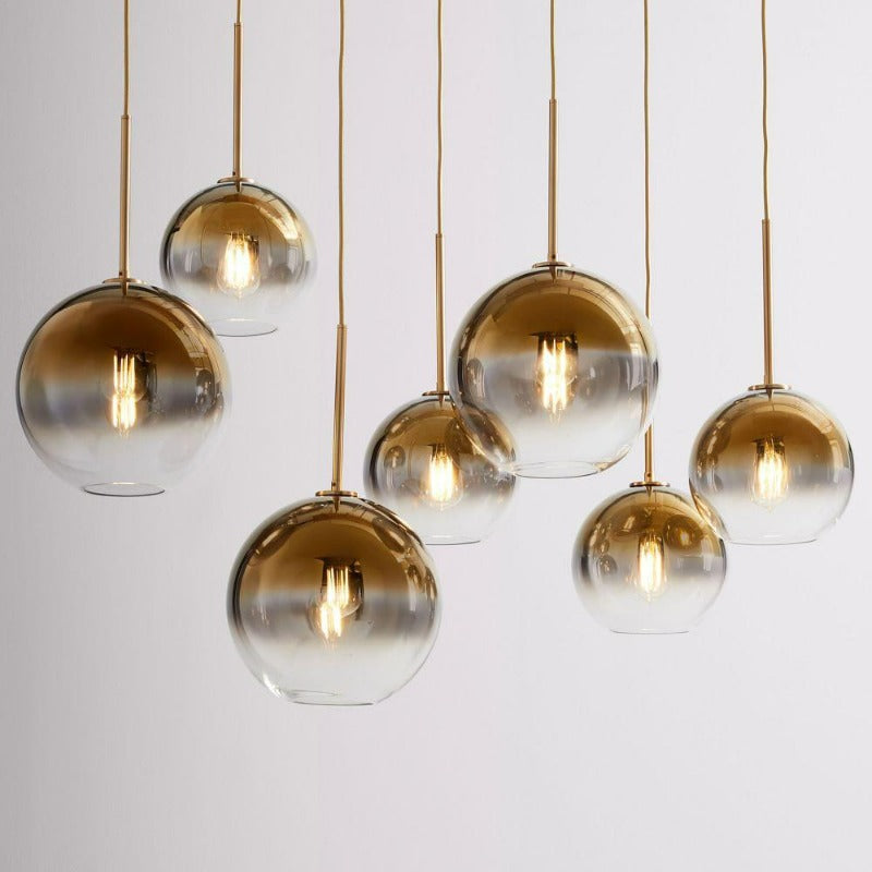 Orbital pendellampe i glas | Moderne messinglampe | Euroselle