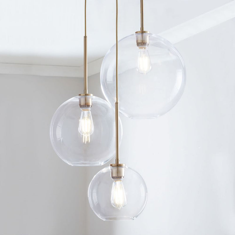 Orbital pendellampe i glas | Moderne messinglampe | Euroselle