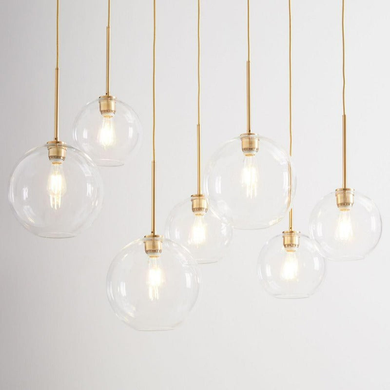 Orbital pendellampe i glas | Moderne messinglampe | Euroselle