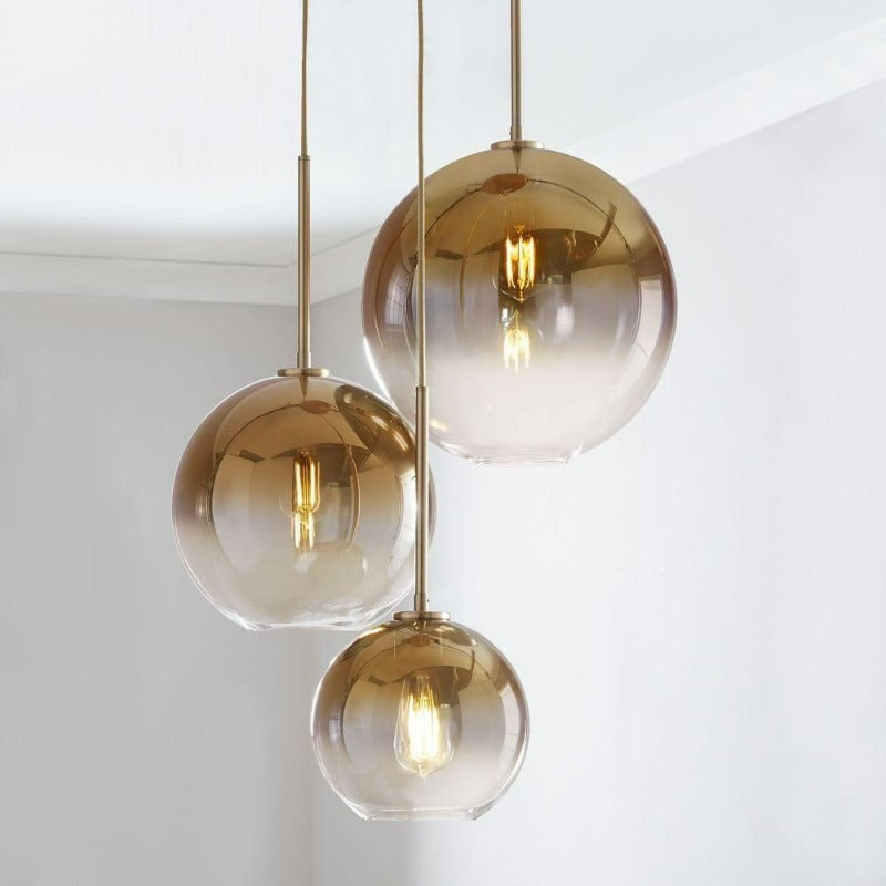 Orbital pendellampe i glas | Moderne messinglampe | Euroselle