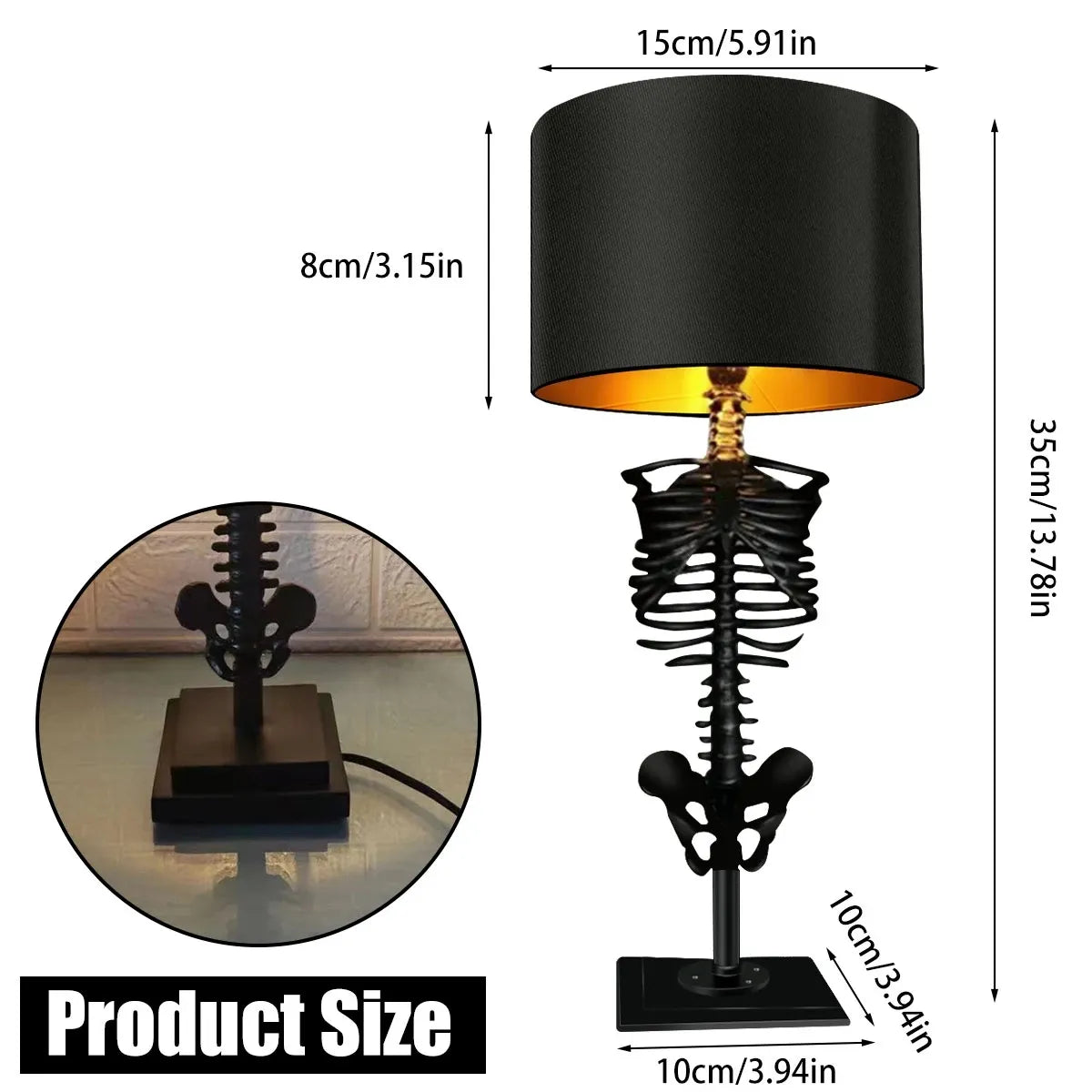 Gotisk skeletskulpturlampe | Håndlavet kunstnerisk belysning | Euroselle
