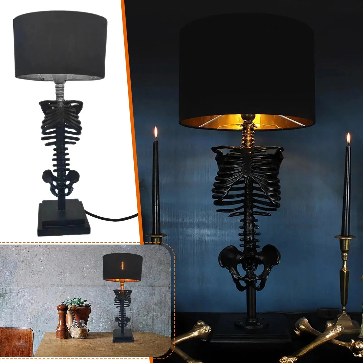 Gotisk skeletskulpturlampe | Håndlavet kunstnerisk belysning | Euroselle