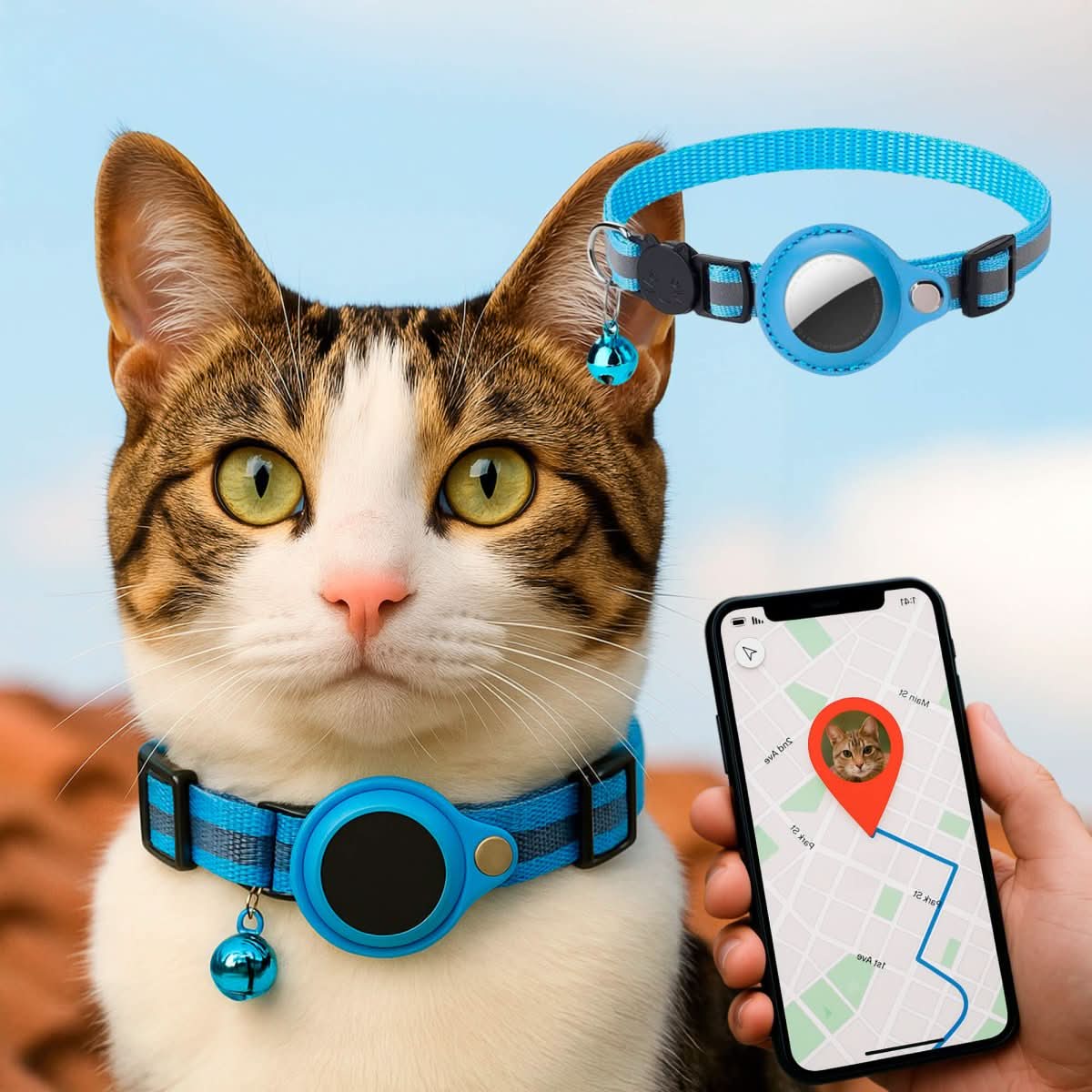طوق GPS للقطط بتصميم عاكس للضوء | يوروسيل