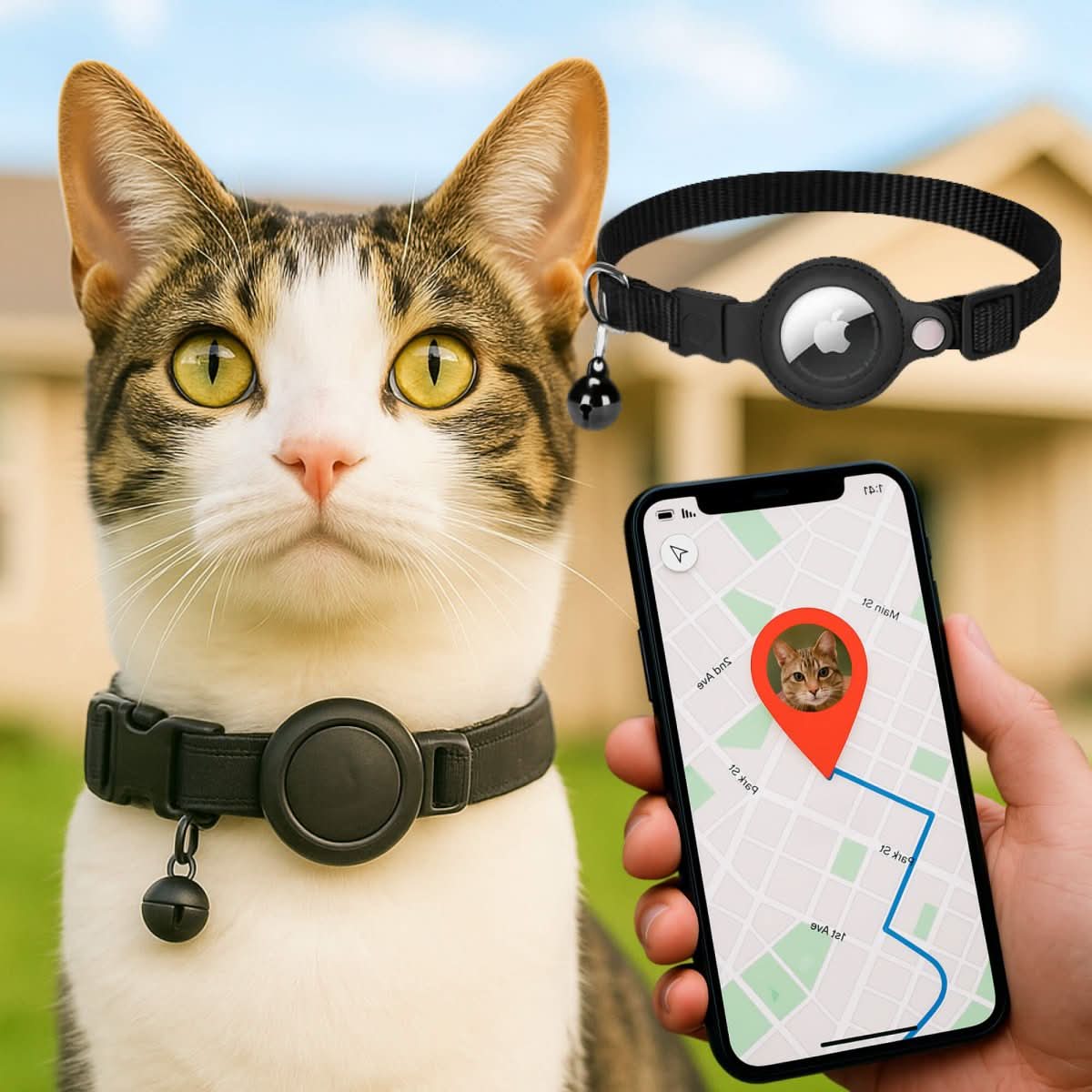 طوق GPS للقطط بتصميم عاكس للضوء | يوروسيل