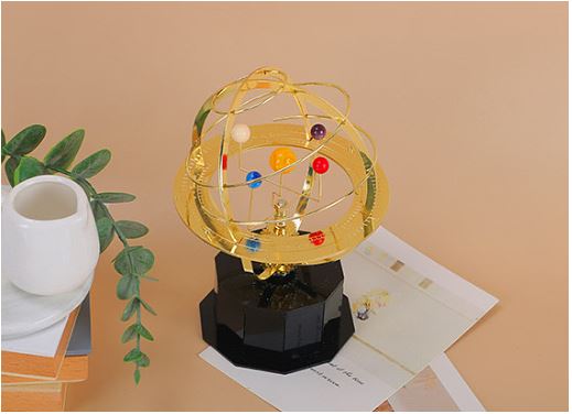 大型天文仪模型 手工制作的机械黄铜太阳系复制品（5 颗行星）| Euroselle