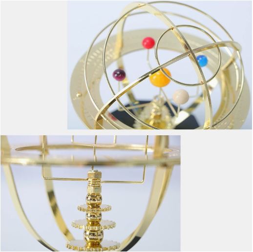 大型天文仪模型 手工制作的机械黄铜太阳系复制品（5 颗行星）| Euroselle