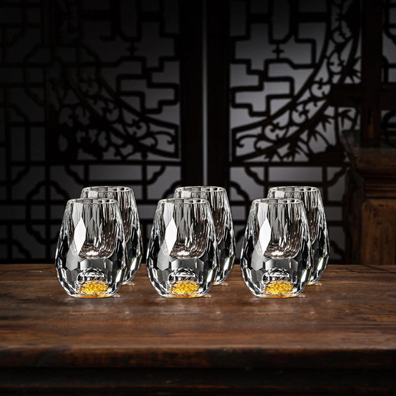 Kézzel készített kristálypoharak aranypelyhekkel – 2 darabos csomag whiskyhez | Euroselle