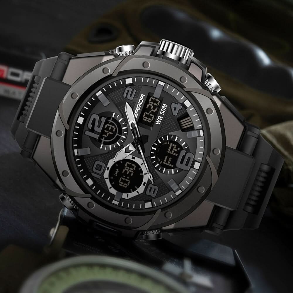 Militair horloge voor heren met analoog-digitaal display en functies | Euroselle