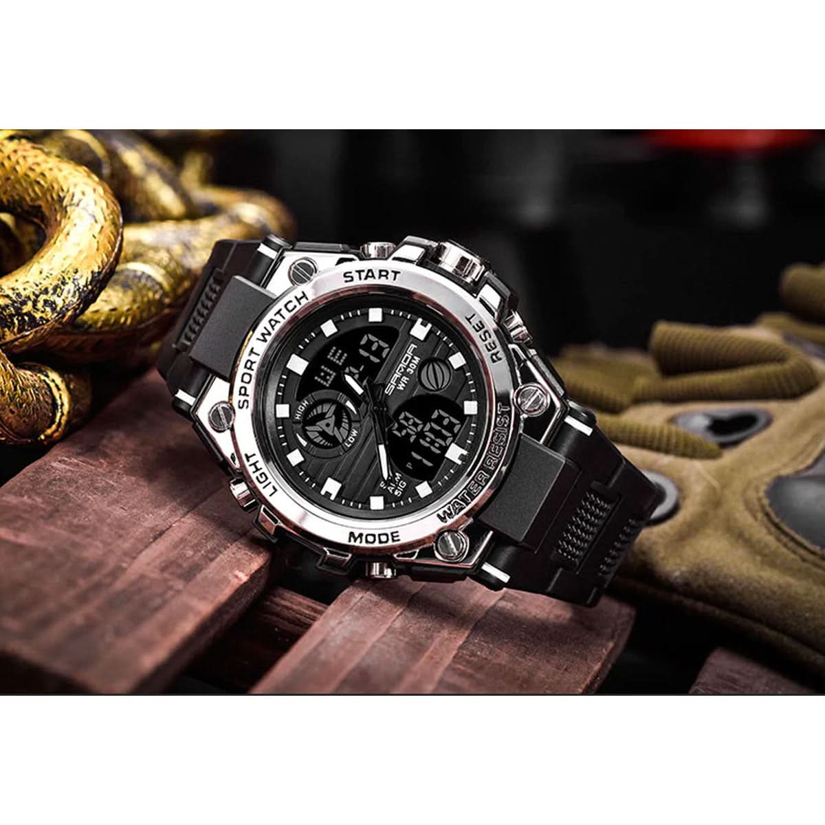 Militair horloge voor heren met analoog-digitaal display en functies | Euroselle