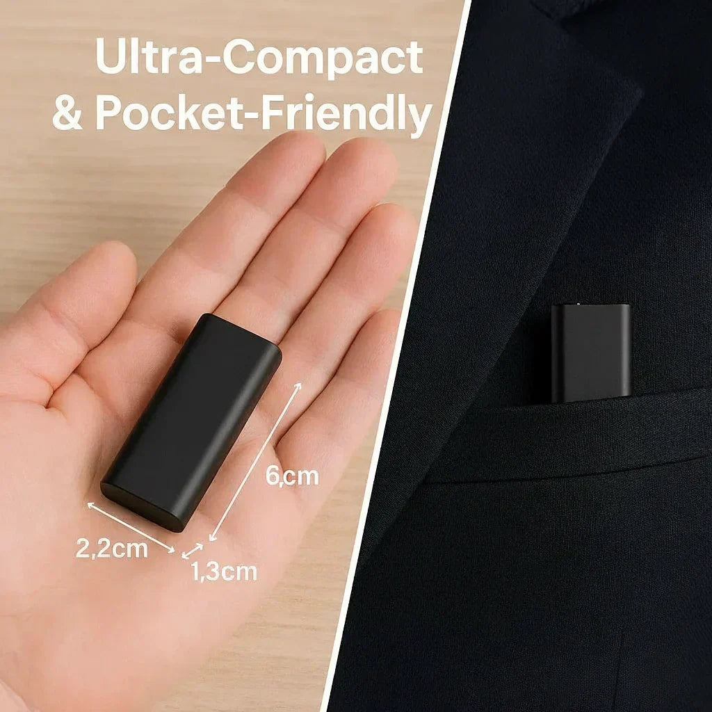 Grabadora de voz miniatura: pequeña, discreta y potente, con captura de audio | Perfecta para grabaciones discretas y activación por voz | Euroselle