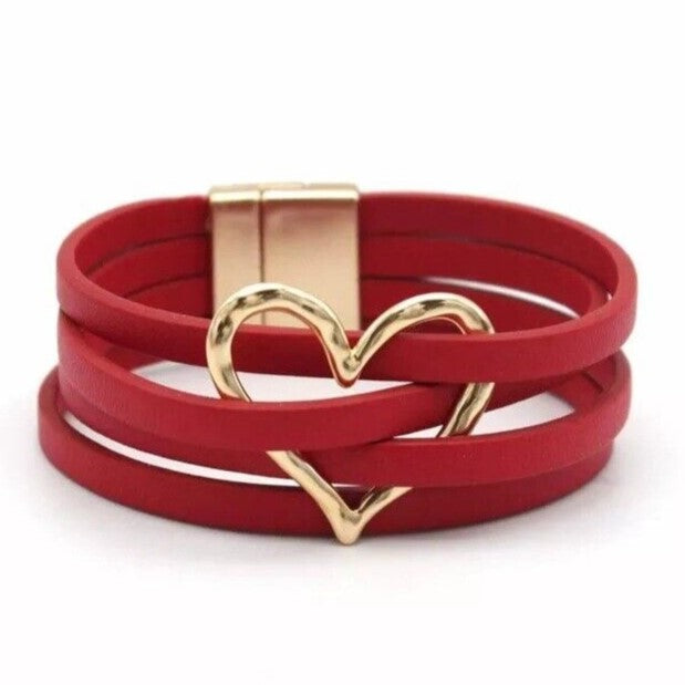 Leder-Wickelarmband mit mehreren Riemen und O-Ringen | Euroselle