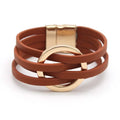Leder-Wickelarmband mit mehreren Riemen und O-Ringen | Euroselle