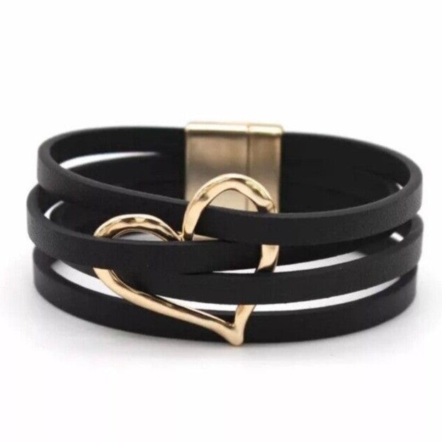 Leder-Wickelarmband mit mehreren Riemen und O-Ringen | Euroselle