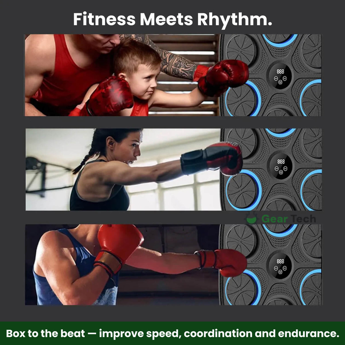 Hudební boxovací stroj | Interaktivní trénink | RGB a Bluetooth | Euroselle