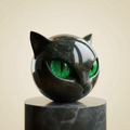Sculpture NoirCat – Tête de chat noir aux yeux hypnotiques | Euroselle