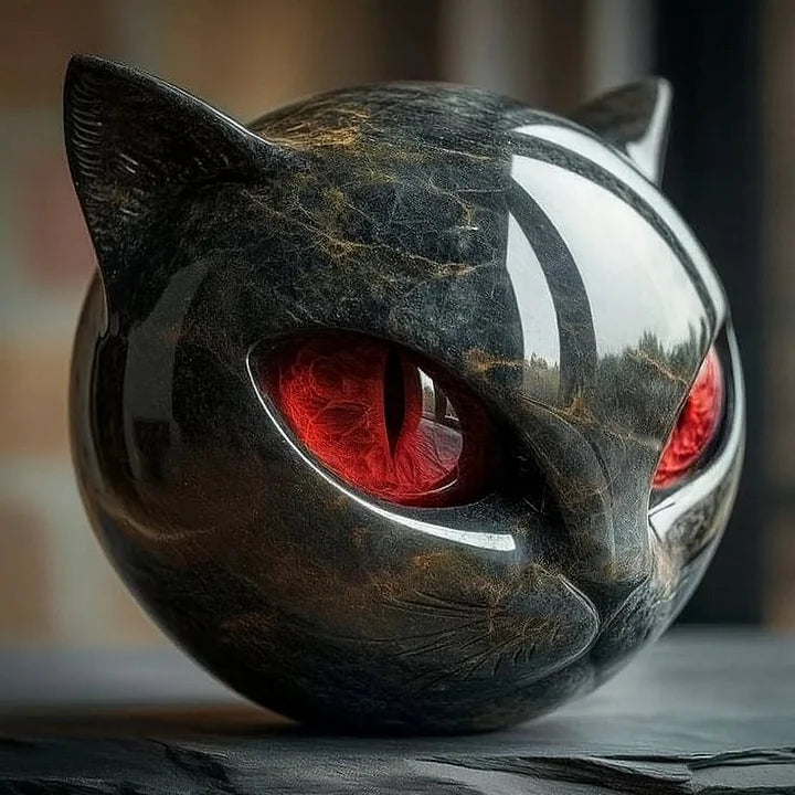 Sculpture NoirCat – Tête de chat noir aux yeux hypnotiques | Euroselle
