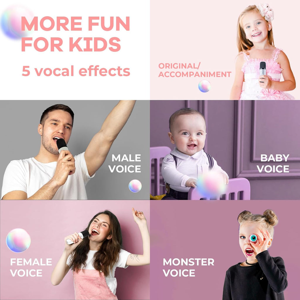 Mini-machine de karaoké portable avec enceinte Bluetooth et 2 microphones sans fil – Veylo | Euroselle