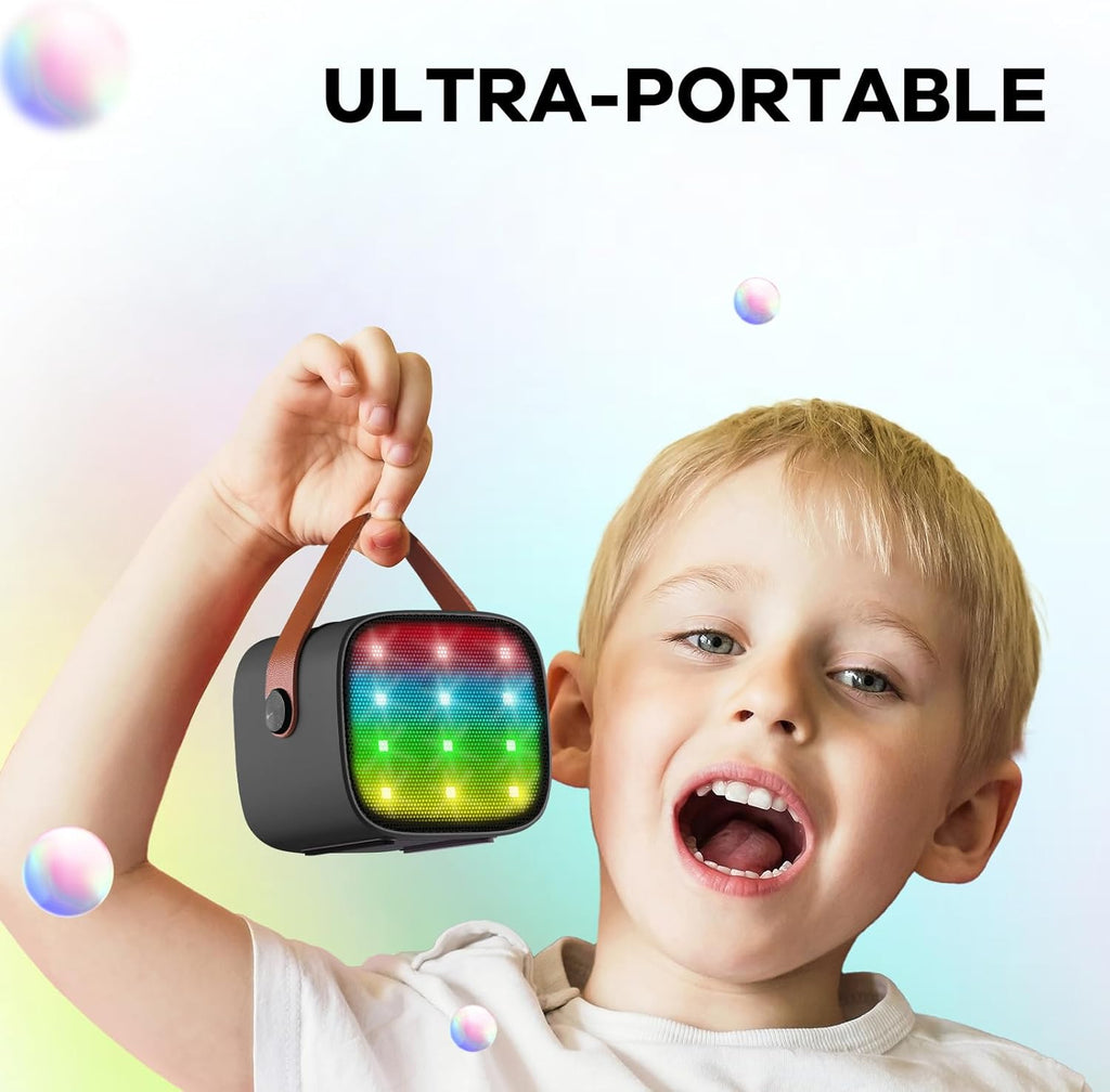 Mini-machine de karaoké portable avec enceinte Bluetooth et 2 microphones sans fil – Veylo | Euroselle