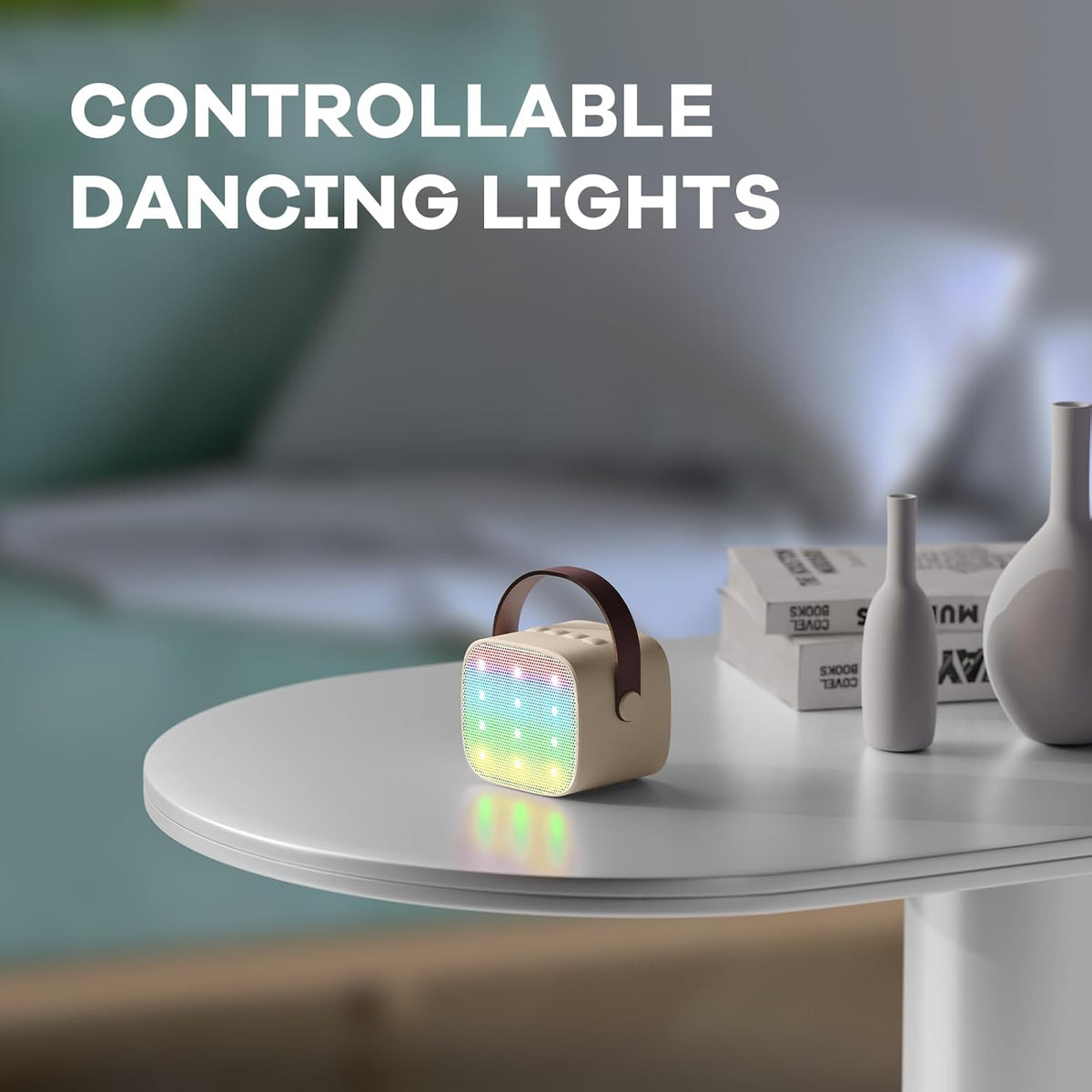 Mini-machine de karaoké portable avec enceinte Bluetooth et 2 microphones sans fil – Veylo | Euroselle