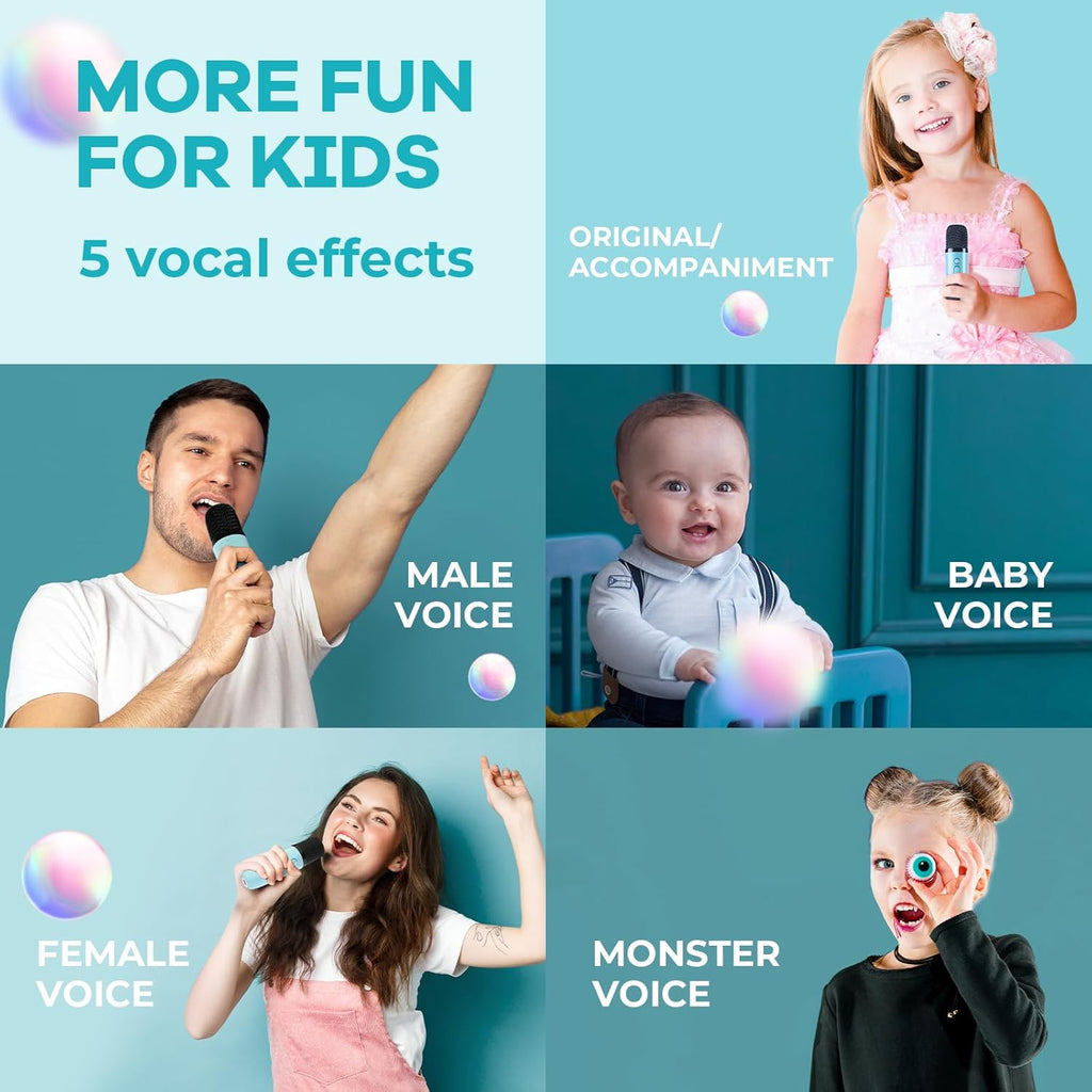 Mini-machine de karaoké portable avec enceinte Bluetooth et 2 microphones sans fil – Veylo | Euroselle