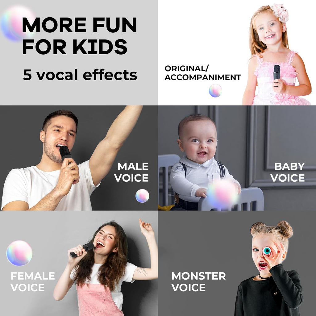 Mini-machine de karaoké portable avec enceinte Bluetooth et 2 microphones sans fil – Veylo | Euroselle