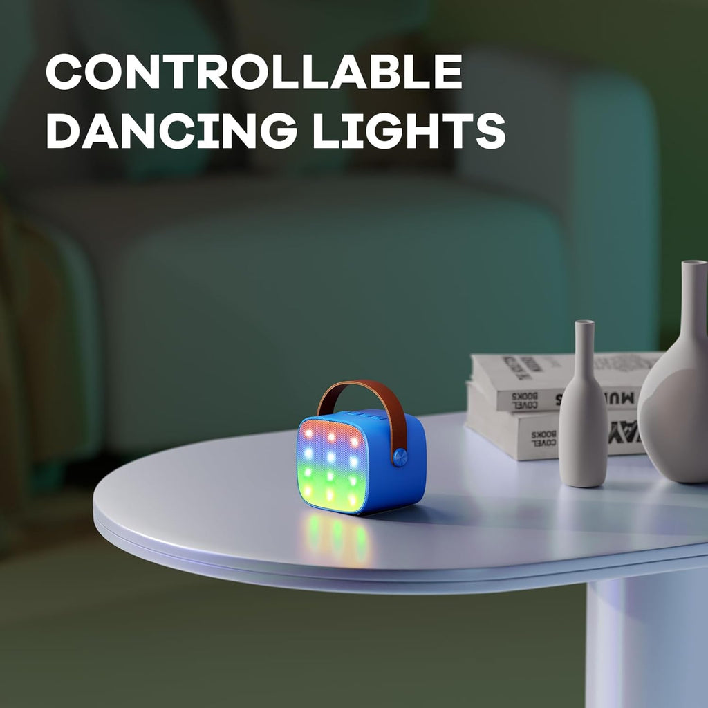 Mini-machine de karaoké portable avec enceinte Bluetooth et 2 microphones sans fil – Veylo | Euroselle