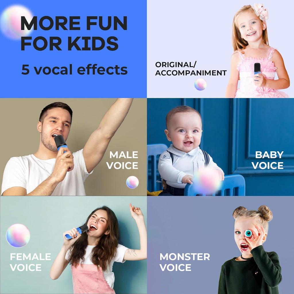 Mini-machine de karaoké portable avec enceinte Bluetooth et 2 microphones sans fil – Veylo | Euroselle