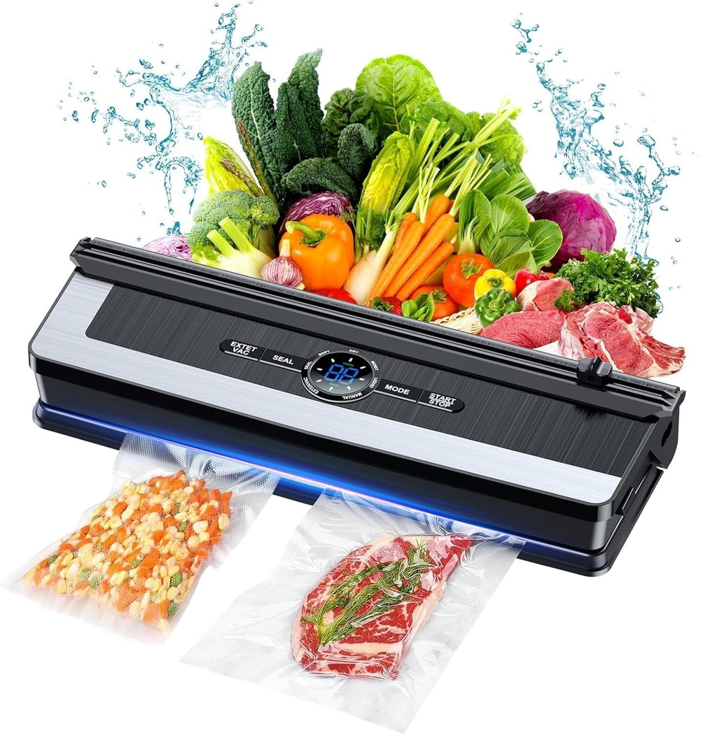 Scelleuse sous vide professionnelle 8-en-1 | Cutter de précision intégré | Modes pour aliments secs et humides | Système de scellage hermétique à LED | Comprend 15 sacs sous vide | Euroselle
