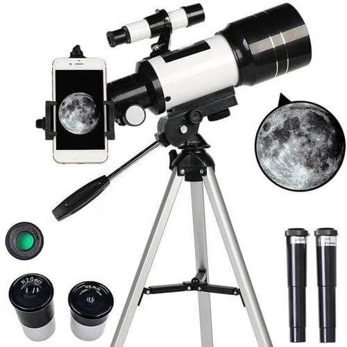 Professzionális csillagászati távcső | 70 mm-es apertúra, 300 mm-es fókusztávolság és egyszerű beállítás csillagászathoz és természetmegfigyeléshez | Euroselle