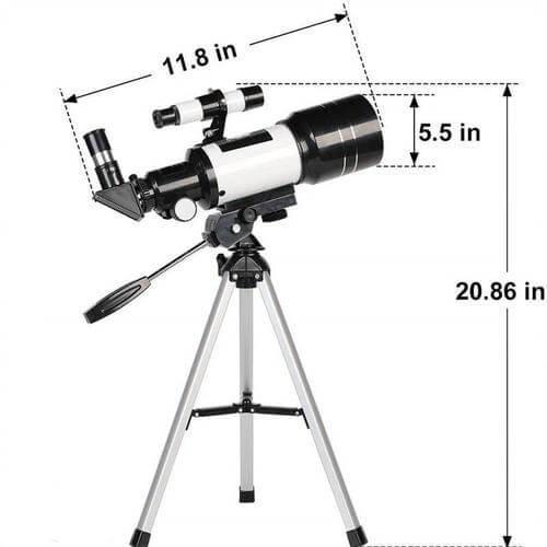 Professzionális csillagászati távcső | 70 mm-es apertúra, 300 mm-es fókusztávolság és egyszerű beállítás csillagászathoz és természetmegfigyeléshez | Euroselle