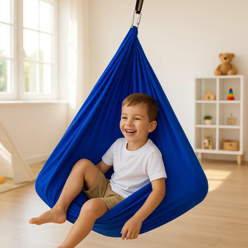 RustNest Cotton Therapy Sling | Lugnande djupt tryck | Svart, 100×280 cm | Euroselle