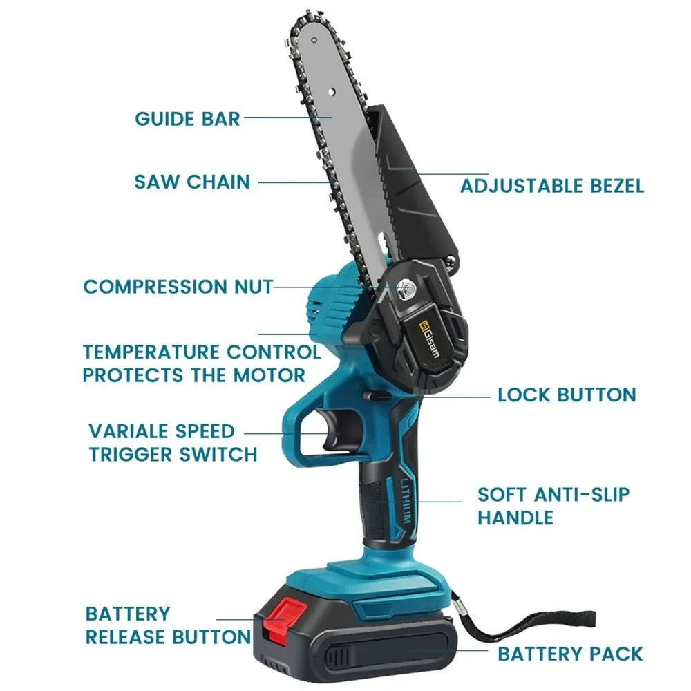 SharpCut 6″ kabellose Kettensäge | Leistungsstark und ergonomisch | Leicht | Euroselle