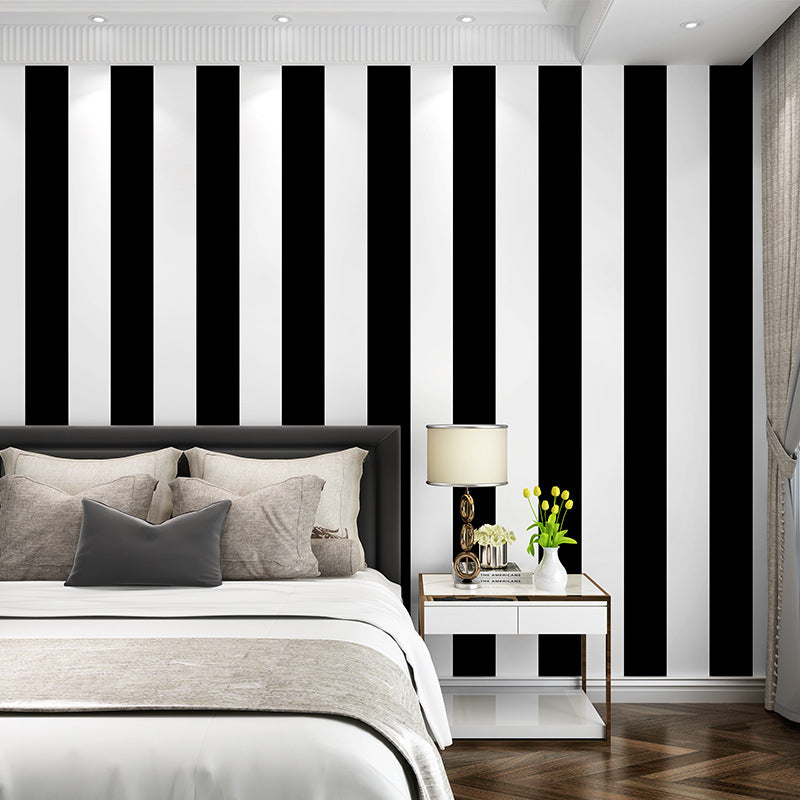 Simple Wide Stripes Non-Adhesive Wallpaper for Coffee Room and Clothing Store, 33 Feet x 20.5 Inches | Euroselle