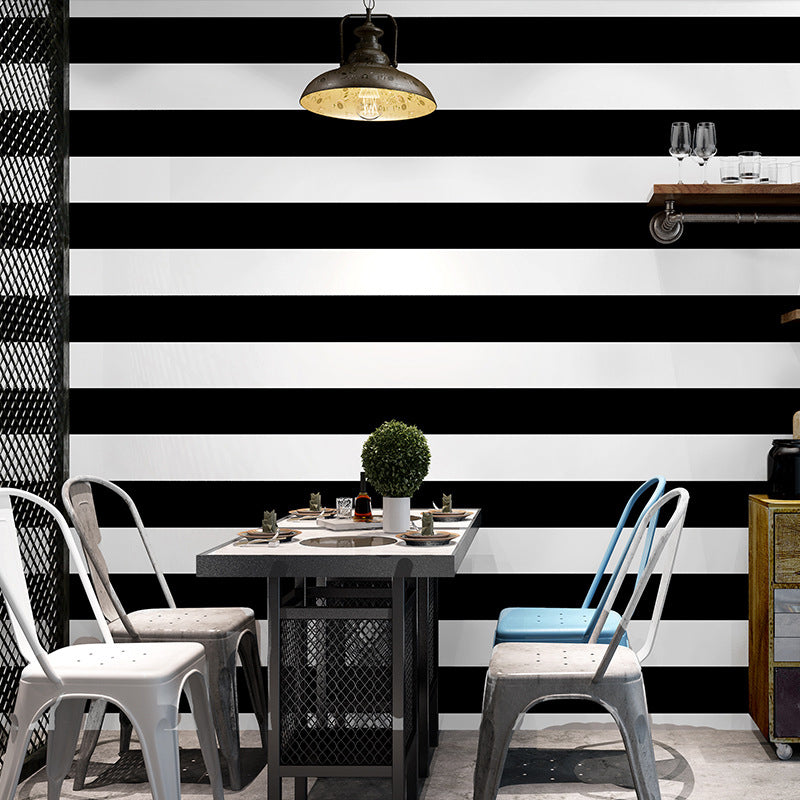 Simple Wide Stripes Non-Adhesive Wallpaper for Coffee Room and Clothing Store, 33 Feet x 20.5 Inches | Euroselle