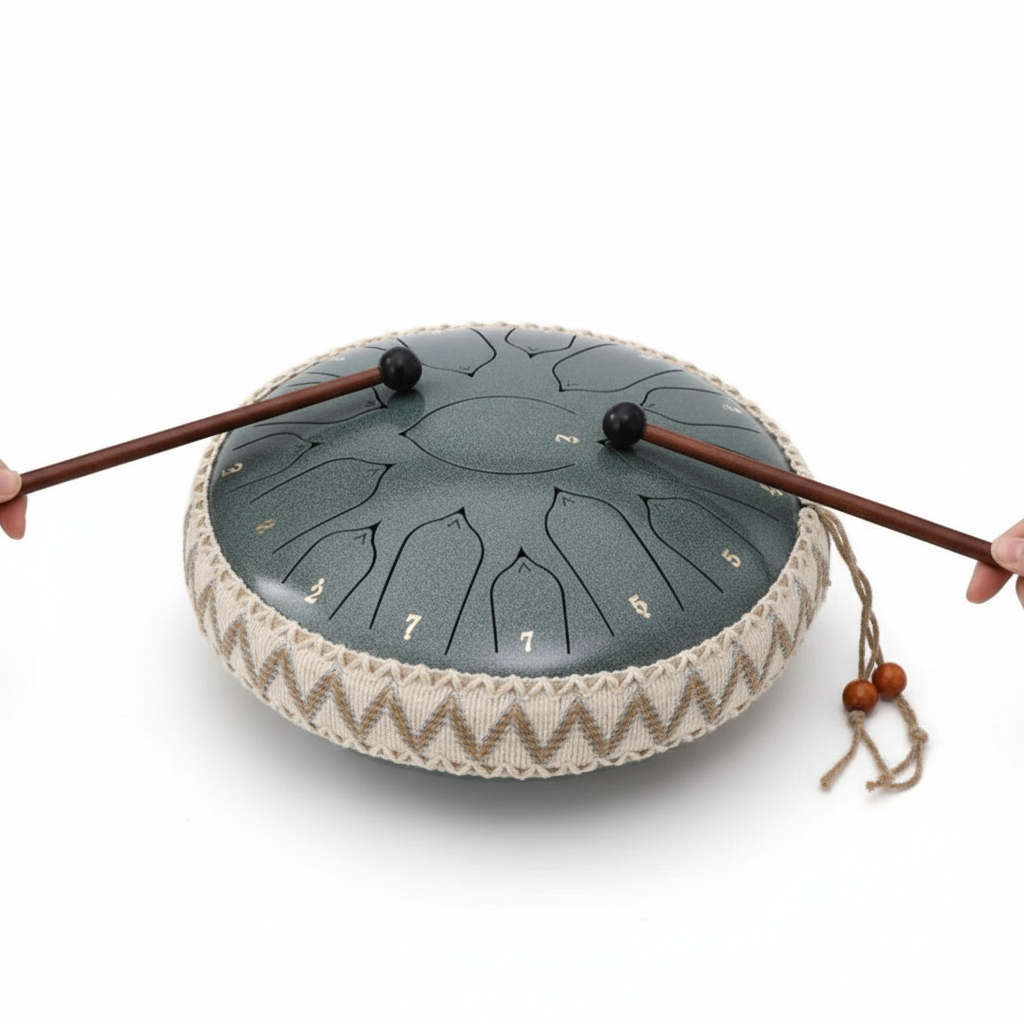 Steel Tongue Drum: C-dur, harmonisk resonans, køller og tilbehør | Euroselle